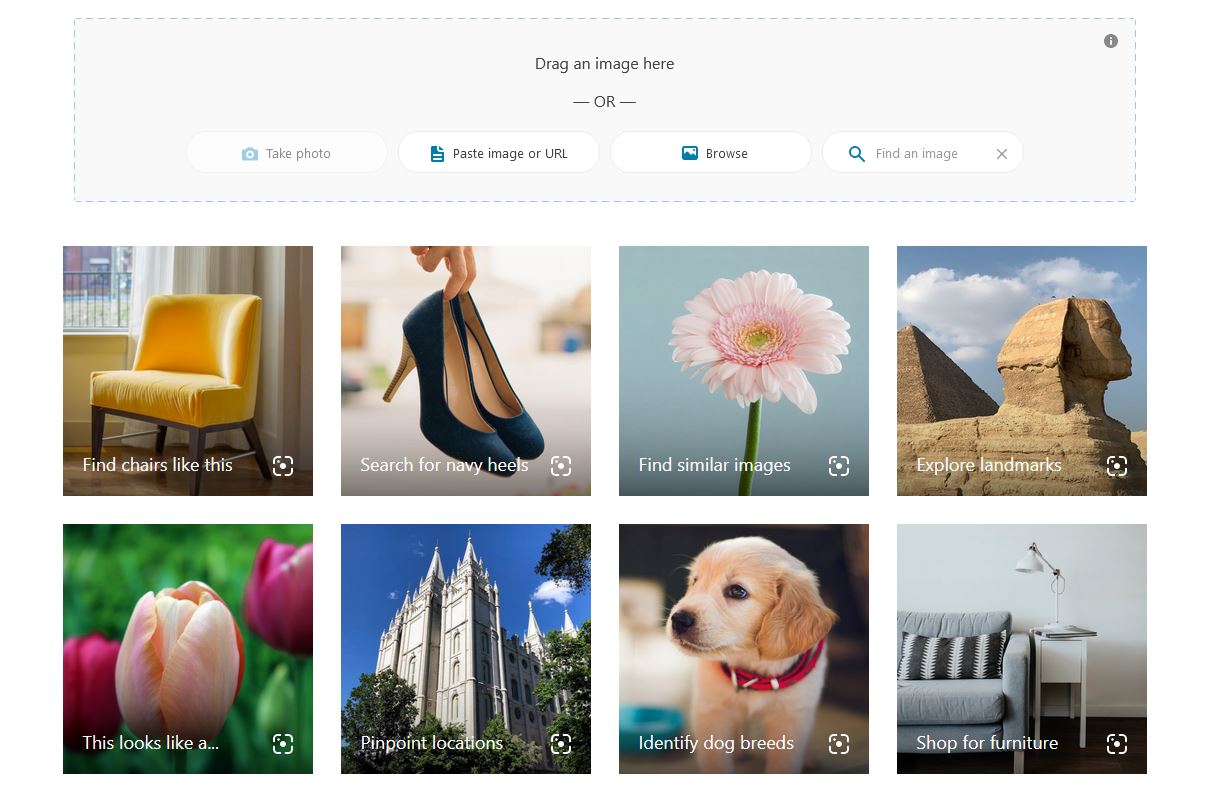 Bing Visual Search Example